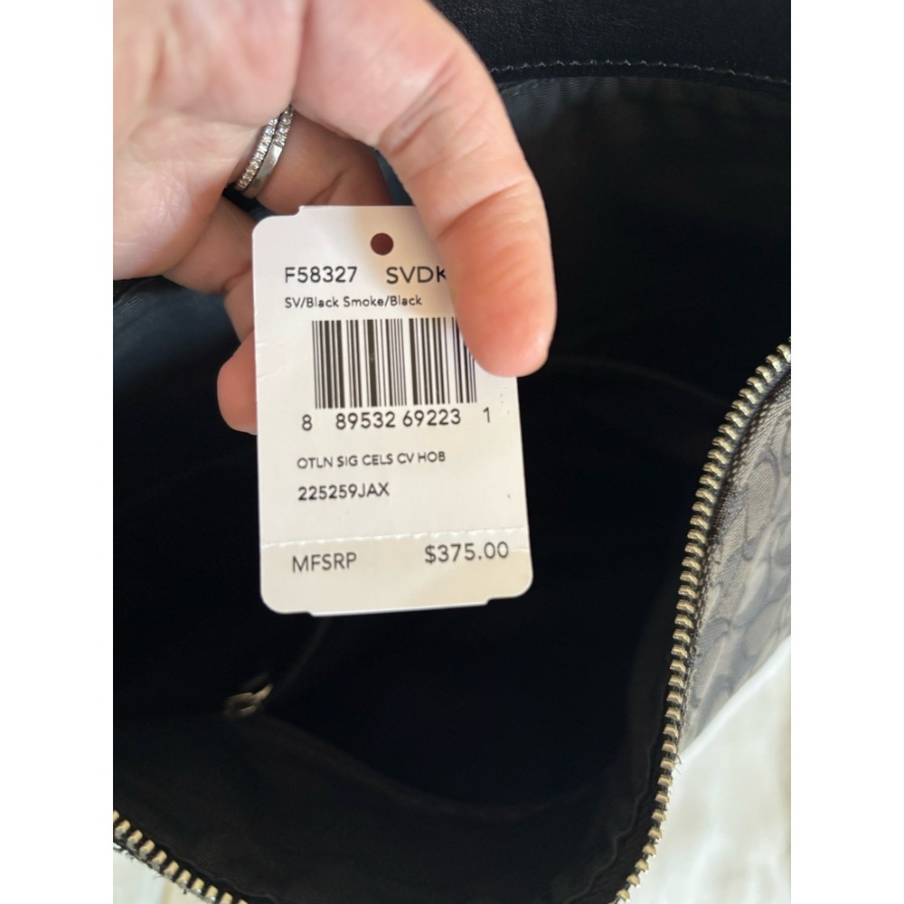 Coach Signature Jacquard Purse Handbag Hobo Style Black‎ and Grey - Picture 12 of 12